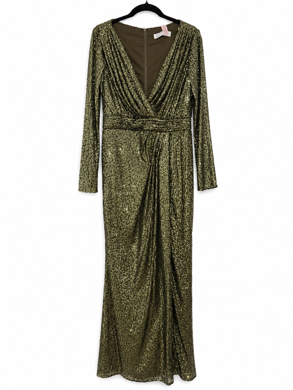 Ieena for Mac Duggal Green Sequin Long Sleeve Gown Size 10 NWT